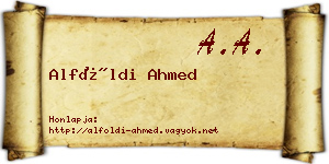 Alföldi Ahmed névjegykártya